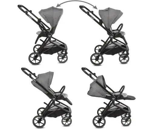 VELMONT Gray stroller with bassinet