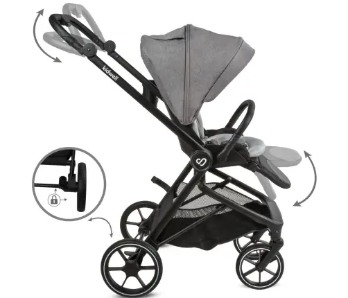 VELMONT Gray stroller with bassinet
