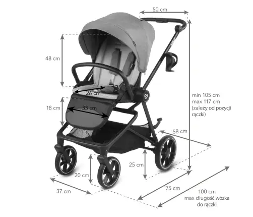 VELMONT Gray stroller with bassinet