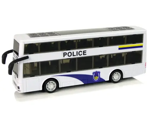 White Double-decker Police Bus with Pull Down Sound