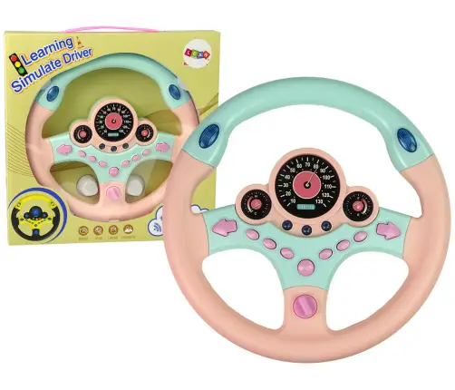 Interactive Pink Steering Wheel Driving Simulator Sounds Lights