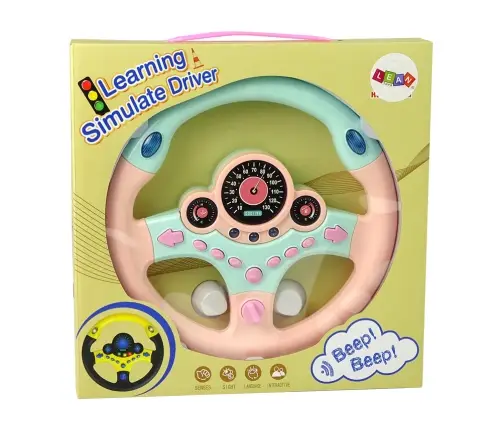 Interactive Pink Steering Wheel Driving Simulator Sounds Lights