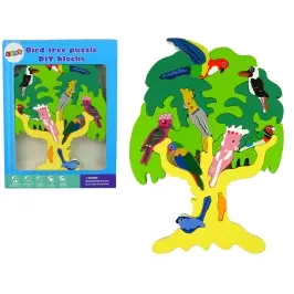 Wooden Tree Birds Parrots DIY Wooden Puzzle Blocks