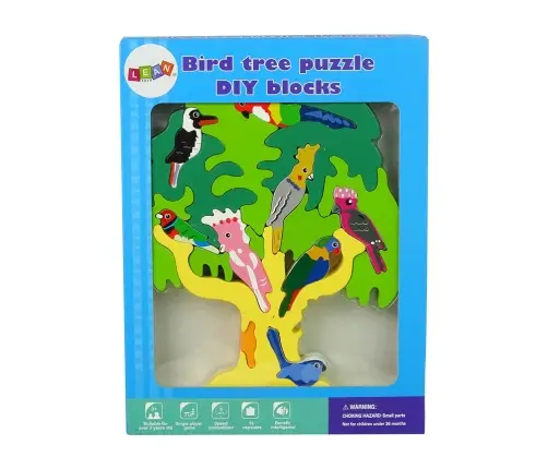 Wooden Tree Birds Parrots DIY Wooden Puzzle Blocks
