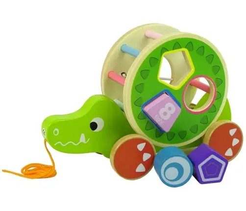 Crocodile Pull-On Wheels Wooden Block Sorter
