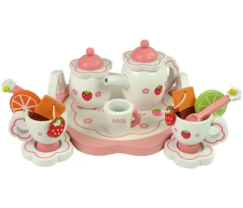 Wooden Tea Set Pink Flowers Pitcher Tray Wooden Tea Set Pink Flowers Pitcher Tray