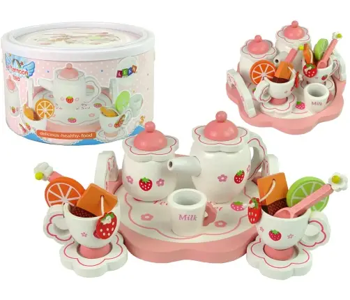 Wooden Tea Set Pink Flowers Pitcher Tray Wooden Tea Set Pink Flowers Pitcher Tray