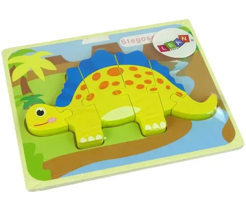 Wooden Puzzle Dinosaur Stegosaurus Yellow