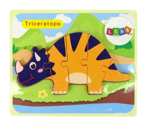 Wooden Puzzle Dinosaurs Triceratops Ankylosaurus Orange Wooden Puzzle Dinosaurs Triceratops Ankylosaurus Orange