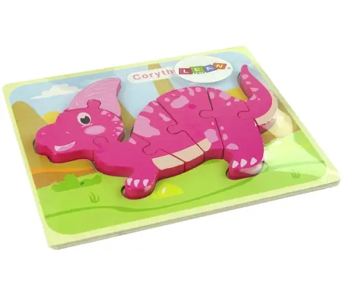 Wooden Puzzle Dinosaur Corythosaurus Pink Spinosaurus Purple