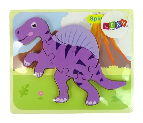 Wooden Puzzle Dinosaur Corythosaurus Pink Spinosaurus Purple