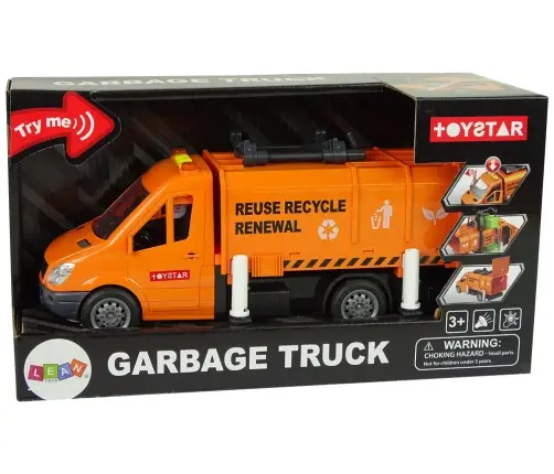 Rubbish Truck with Friction Drive Sound Effects Orange