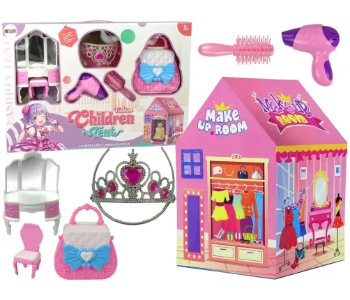 Princess Tent for Kids Beauty Salon Pink Accessories Crown Princess Tent for Kids Beauty Salon Pink Accessories Crown