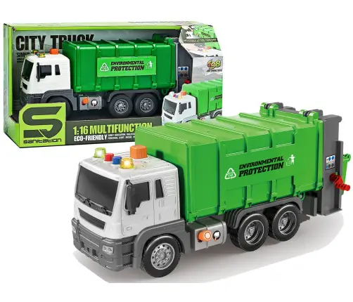 Green 1:16 Segregation Rubbish Truck with Friction Drive Sound effects Green 1:16 Segregation Rubbish Truck with Friction Drive Sound effects