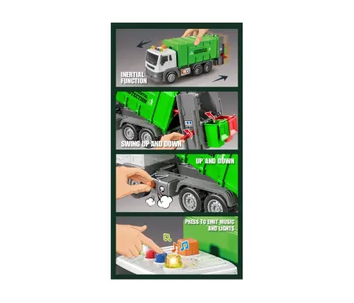 Green 1:16 Segregation Rubbish Truck with Friction Drive Sound effects Green 1:16 Segregation Rubbish Truck with Friction Drive Sound effects