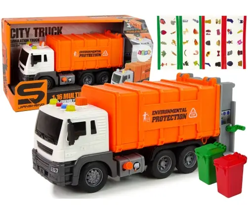 Rubbish Truck Friction Drive Sound Effects Orange 1:16 Segregation