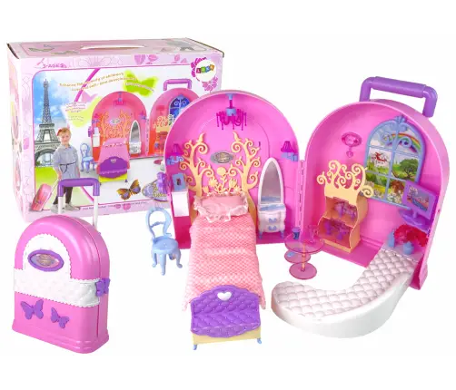 Дом для кукол в сумке с мебелью