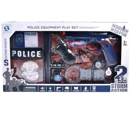Police Set with sound and light effects STORM ACTION 10 Pieces