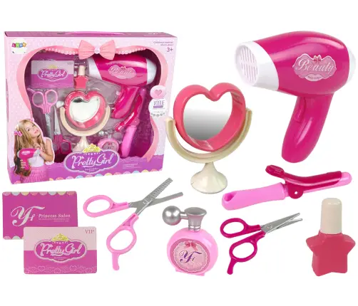 Beauty set for the little lady Hairdressing accessories + battery-operated hairdryer Beauty set for the little lady Hairdressing accessories + battery-operated hairdryer