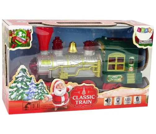 Christmas Locomotive Lights Sound Green Battery Operated