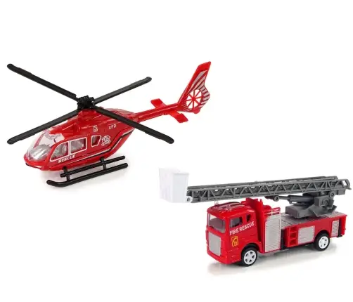 Fire Brigade Helicopter Train Cars Set