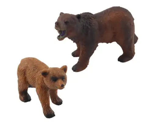 Set of 2 Figures Brown bear with cub  Forest Animals series