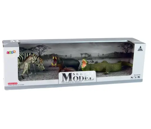 Africa Wild Animals Hippo Zebra Figurine Set