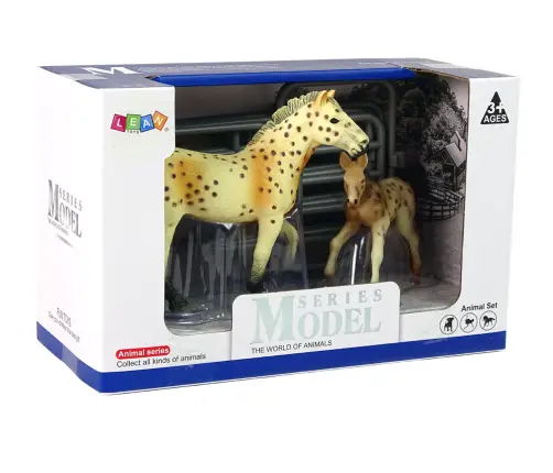 Set of 2 Horse figures  Knabstrupper horse with foal and pen