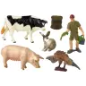 Large Farm Animal Figurine Set + Farmer and Homestead 10 Pieces