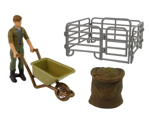 Large Farm Animals Figure Set Farmer with wheelbarrow and farmyard 11 Pcs