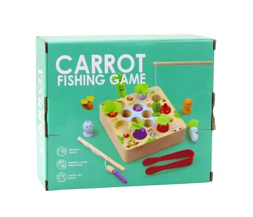 Wooden Carrots Earthworm Rod Magnet Game