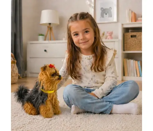 Interactive Plush Dog Soft fur Breed Yorkshire terrier Stroke its head and learn its functions