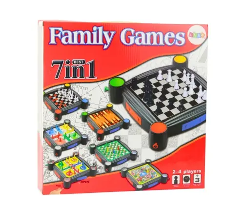 Games Set 7in1 Checkers Chinese Snakes and Ladders