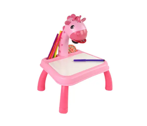 DINOSAUR TABLE WITH PROJECTOR FOR DRAWING + ACCESSORIES  COLOUR PINK