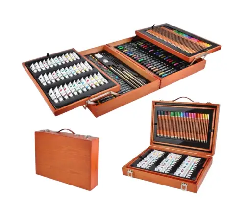 Large Professional Painting Set in a wooden carrying case 174 pieces
