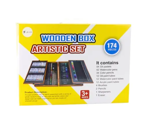 Large Professional Painting Set in a wooden carrying case 174 pieces