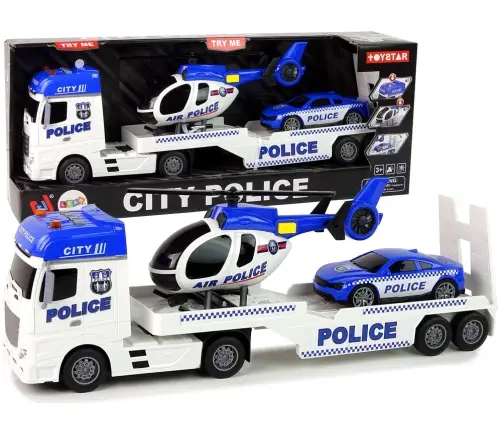 Police Car Transporter Kit Helicopter Sound Lights Police Car Transporter Kit Helicopter Sound Lights