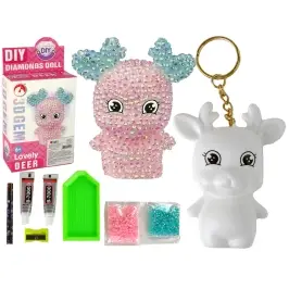 DIY Diamond Creative Kit  Pink Reindeer  Crystals Sequins 3D Keyring DIY Diamond Creative Kit  Pink Reindeer  Crystals Sequins 3D Keyring