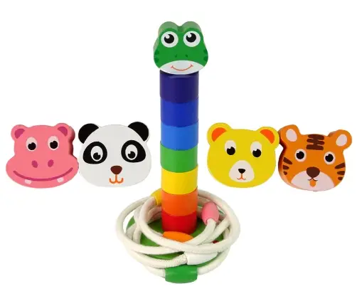 Wooden Pyramid Educational String Puzzle Animals