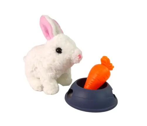 Interactive Bunny Rabbit Mascot White Carrot Bowl