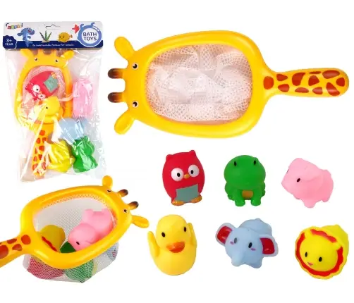 Rubber Mesh Giraffe Bathing Animal Set