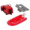 Fire brigade vehicle set pull motorboat Jeep Red