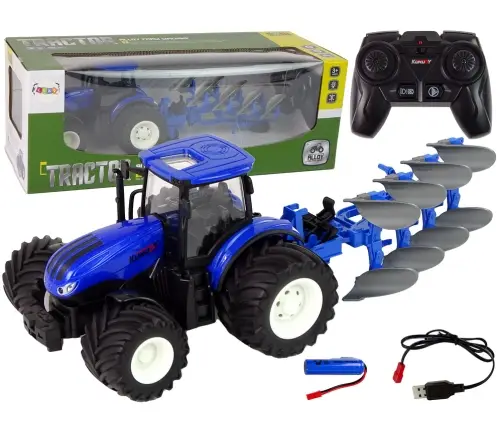 Radiovadāms traktors ar pulti 1:24 Blue Radiovadāms traktors ar pulti 1:24 Blue
