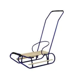Metal Sled with Push Bar Backrest Strap Blue