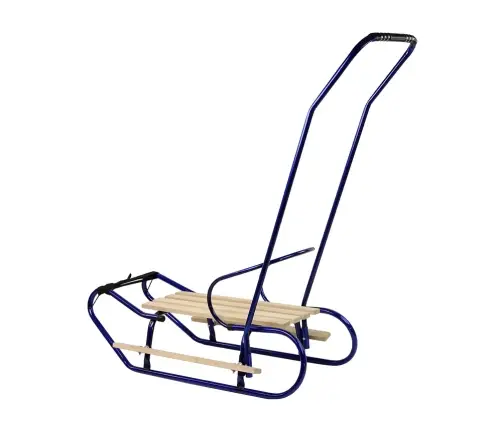 Metal Sled with Push Bar Backrest Strap Blue