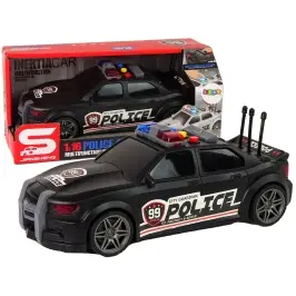 Sports Car Opening Trunk Police Lights Sounds Black 1:16