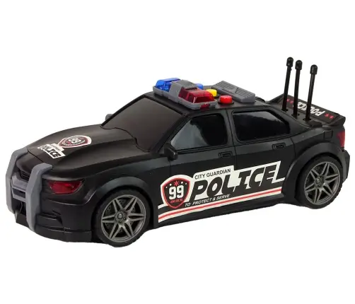 Sports Car Opening Trunk Police Lights Sounds Black 1:16