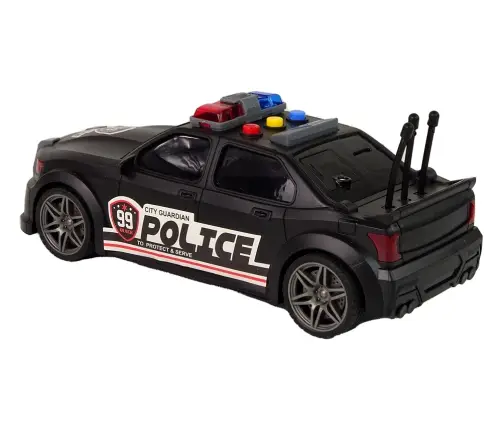 Sports Car Opening Trunk Police Lights Sounds Black 1:16