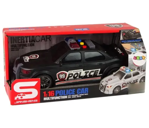Sports Car Opening Trunk Police Lights Sounds Black 1:16