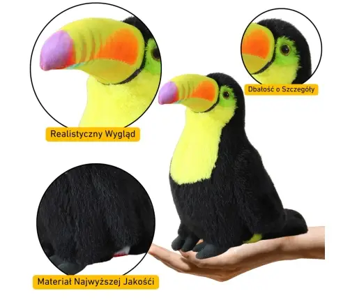 Plīša tukanis rotaļlieta 30 cm Yellow